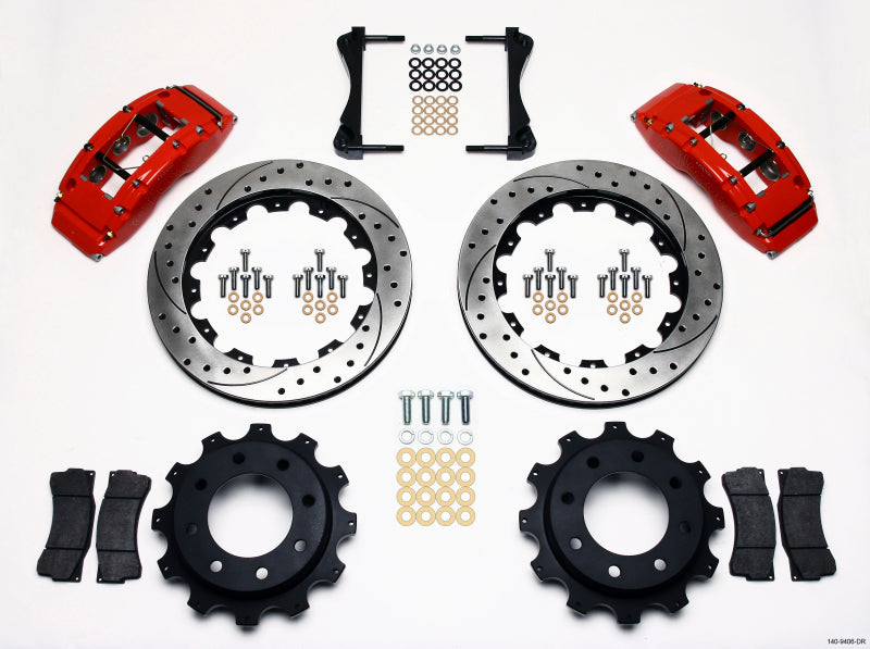 Wilwood TC6R Rear Kit 16.00in Drilled Red for 1999-2010 GM Truck 2500 HD 4.84 Center - OneFastShop