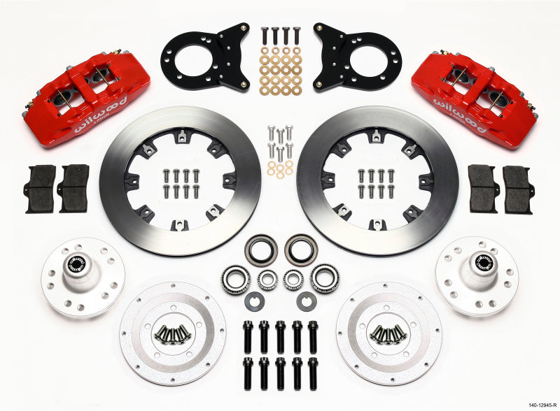 Wilwood Dynapro 6 Front Hub Kit 12.19in Red for 1970-1973 Mustang Disc & Drum Spindle