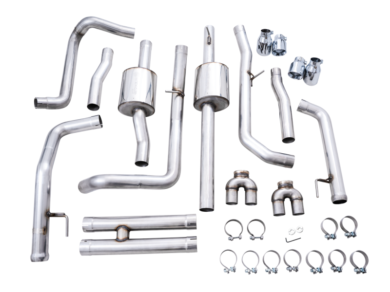 AWE Tuning 0FG Catback Exhaust System - 4th Gen GM 1500 6.2L - Quad Chrome Tips