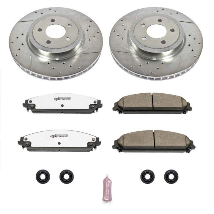 PowerStop Z26 Street Warrior Brake Kit for 05-19 Chrysler 300, Drilled & Slotted Rotors, Carbon-Fiber Ceramic Pads