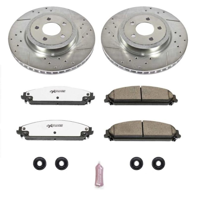 PowerStop Z26 Street Warrior Brake Kit for 05-19 Chrysler 300, Drilled & Slotted Rotors, Carbon-Fiber Ceramic Pads - OneFastShop