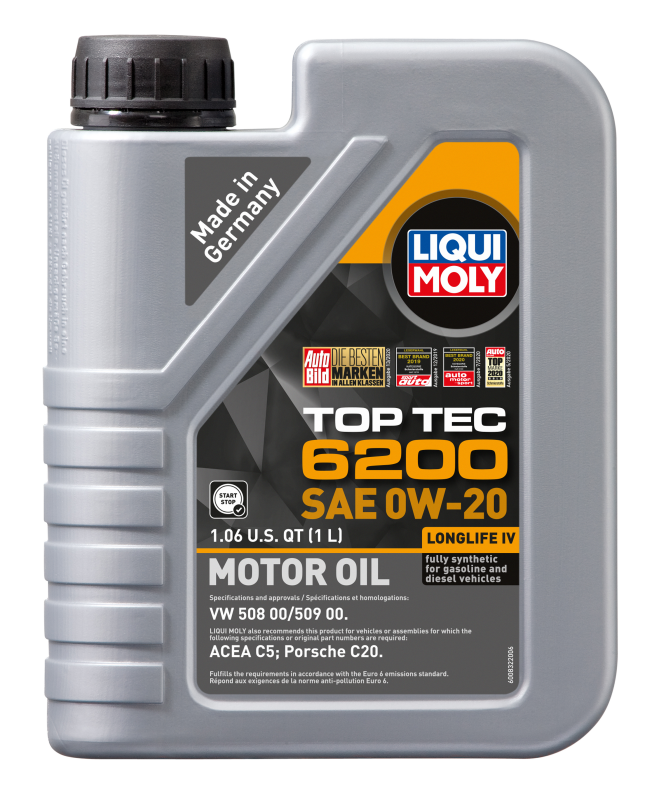 LIQUI MOLY 1L Top Tec 6200 SAE 0W20 Motor Oil - Audi A3 Premium to A8 Quattro L - OneFastShop