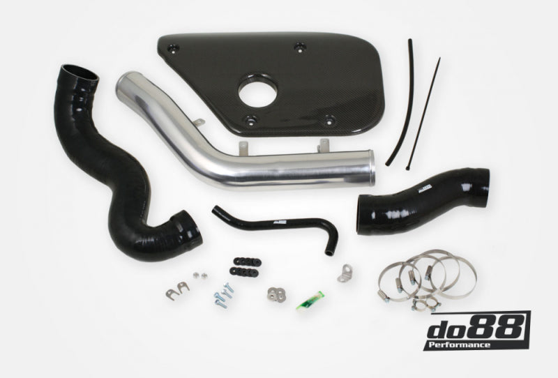 do88 Turbo Inlet Pipe with Carbon Fiber Engine Cover - Volvo 3.0L T6 (P3) 2008-2015 - Black Hoses