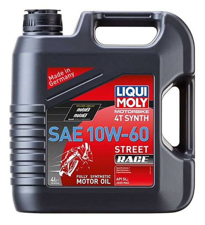 LIQUI MOLY Motorbike 4T Synth SAE 10W60 Oil - 4L - Street Race - OneFastShop