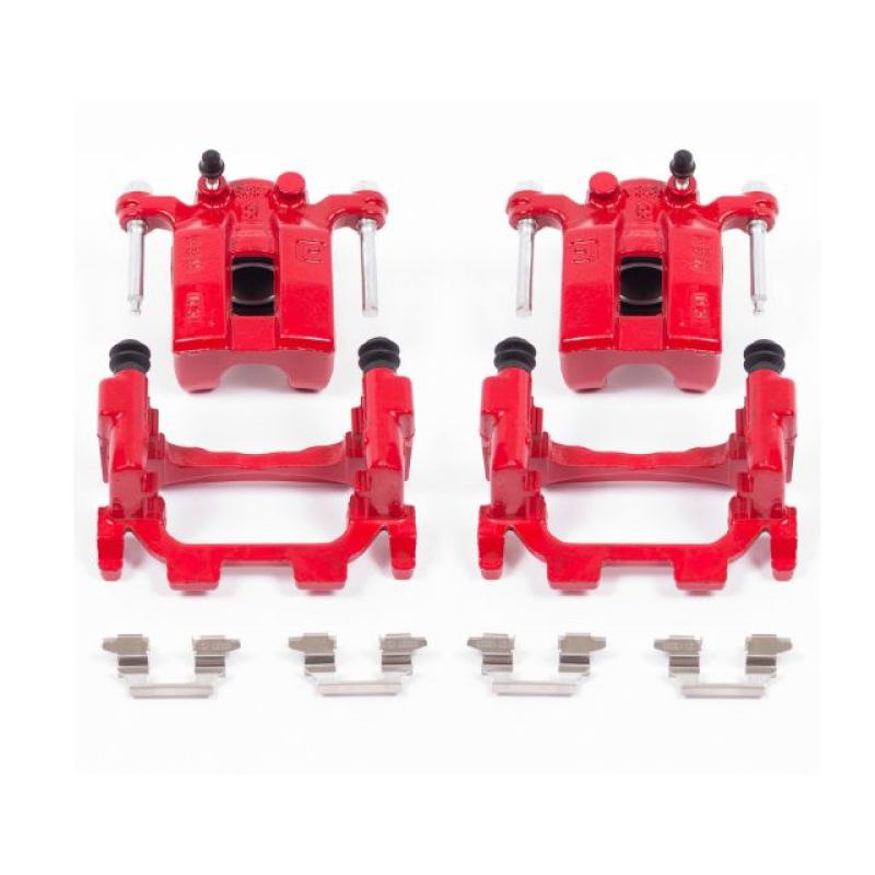 PowerStop Rear Red Calipers with Brackets - Pair for 11-12 Infiniti G25 - OneFastShop