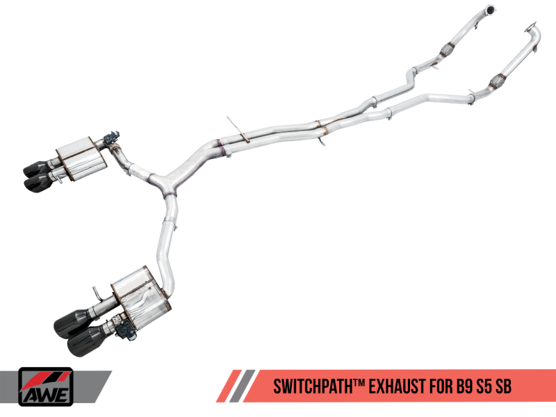 AWE Tuning Audi B9 S5 Sportback SwitchPath Exhaust - Non-Resonated (Black 102mm Tips).