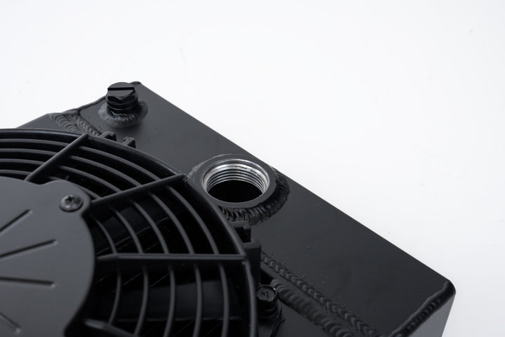 CSF Universal Drag Race Tuck Radiator with 9in Spal Fan 10.5in H x 10in L x 3.6in W Black - OneFastShop
