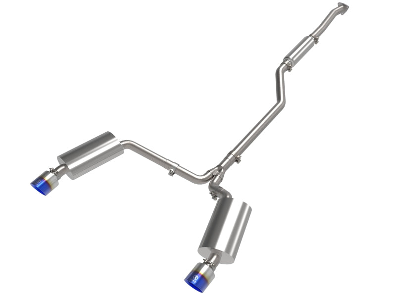 Afe Takeda 2-1/2in to 2-1/4in 304 SS Cat-Back Exhaust System with BlueFlame Tip for 09-14 Acura TSX L4 2.4L - OneFastShop