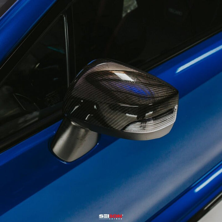 Seibon Carbon Fiber Mirror Caps for 15-20 Subaru WRX / STI - OneFastShop