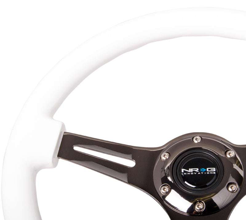 NRG Classic Wood Grain 3-Spoke Steering Wheel 350mm - White with Black Center