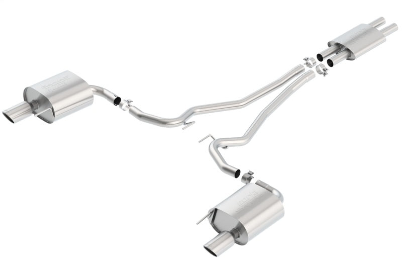 Borla Cat Back Exhaust System for 15-17 Ford Mustang 3.7L V6 - 2.25in Pipe, 4in Single Round Rolled Tips