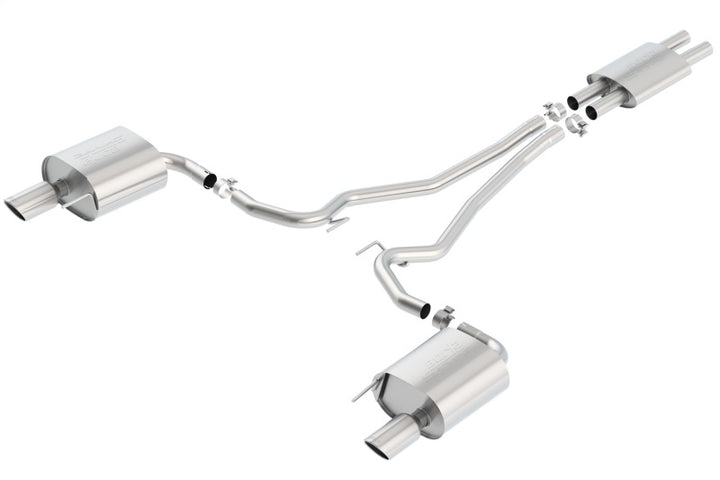 Borla Cat Back Exhaust System for 15-17 Ford Mustang 3.7L V6 - 2.25in Pipe, 4in Single Round Rolled Tips