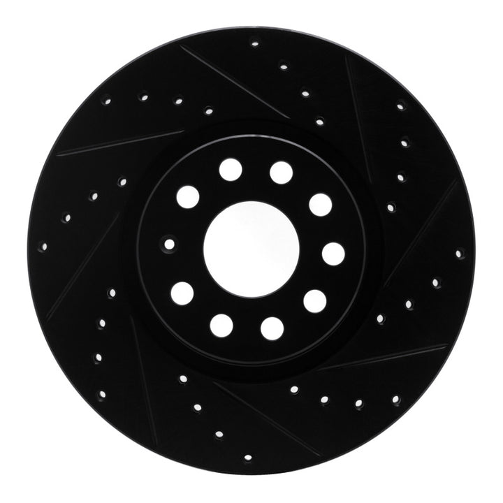 R1 2005-2025 Audi A3 Quattro Front Right Drilled And Slotted Black Brake Rotor