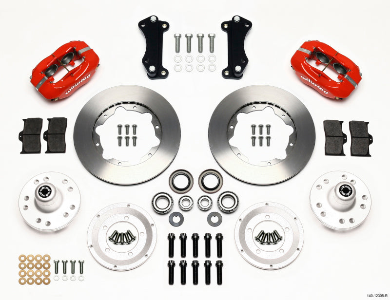 Wilwood Forged Dynalite Front Kit 11.00in Red Heidts Tri-5 2 Inch Drop Spindle for 1955-1957 Chevrolet Bel Air - OneFastShop