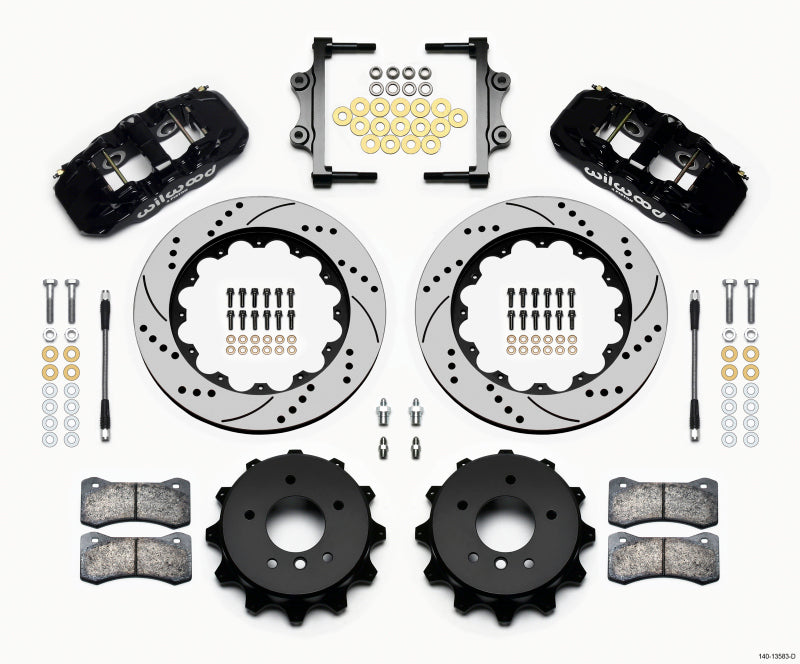 Wilwood AERO4 Rear Kit 14.00 Drilled for 2007-2011 BMW E90 Series w/Lines