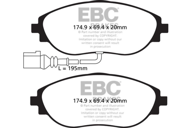 EBC Yellowstuff Front Brake Pads 14-20 Audi S3 2.0 Turbo - OneFastShop
