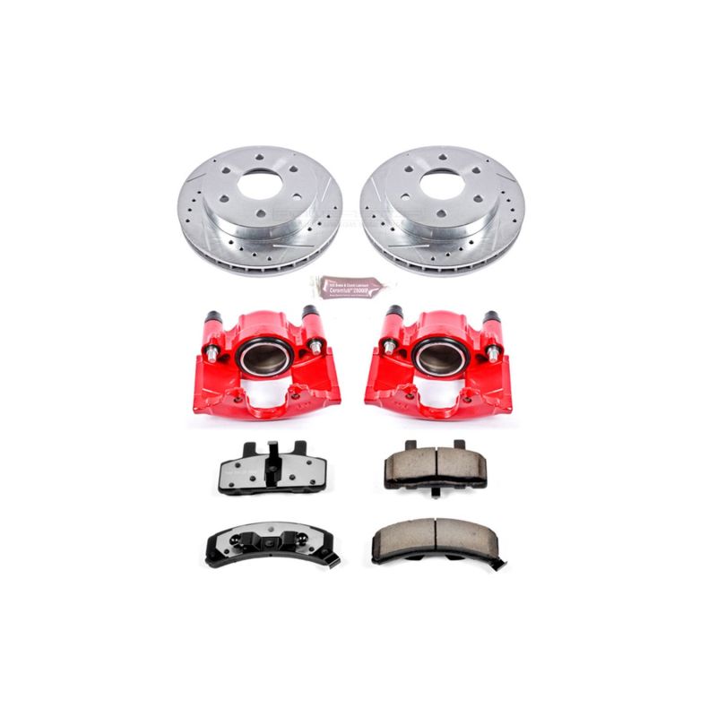 Power Stop Z36 Truck & Tow Front Brake Kit w/ Red Calipers - Cadillac Escalade 1999-2000