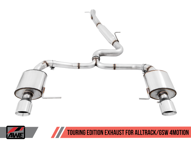 AWE Tuning VW MK7 Golf Alltrack/Sportwagen 4Motion Touring Edition Exhaust - Polished Silver Tips.