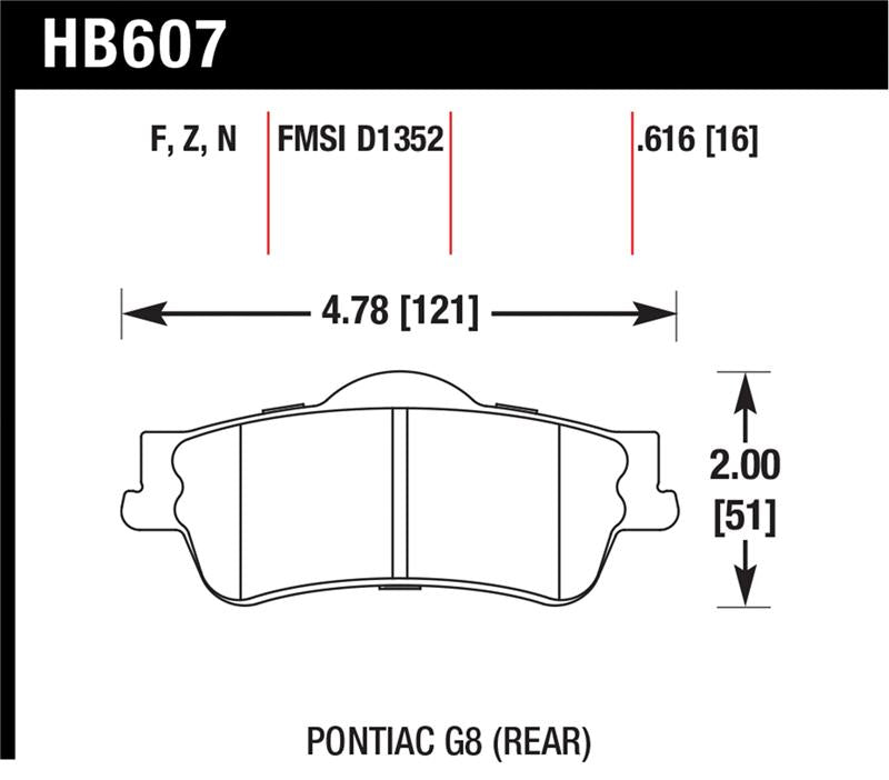 Hawk 2008–2009 Pontiac G8 3.6 Base/6.0 HPS Street Rear Brake Pads - OneFastShop
