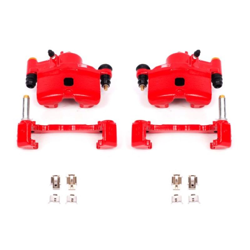 PowerStop Front Red Calipers w/Brackets Pair for 90-00 Honda Civic - OneFastShop