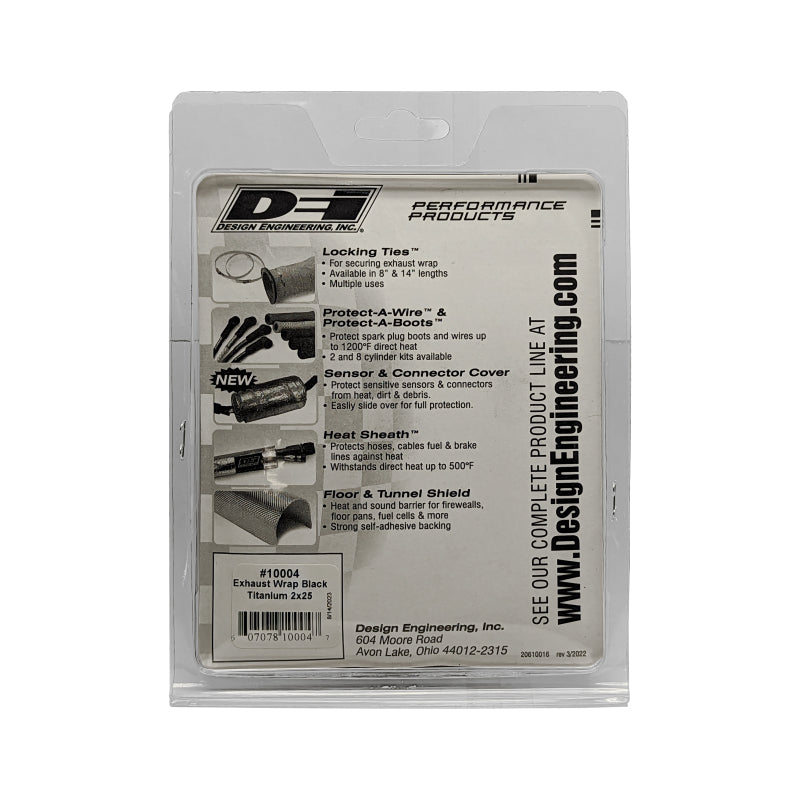 DEI Exhaust Wrap 2in x 25ft Titanium Black - Improved Thermal Performance