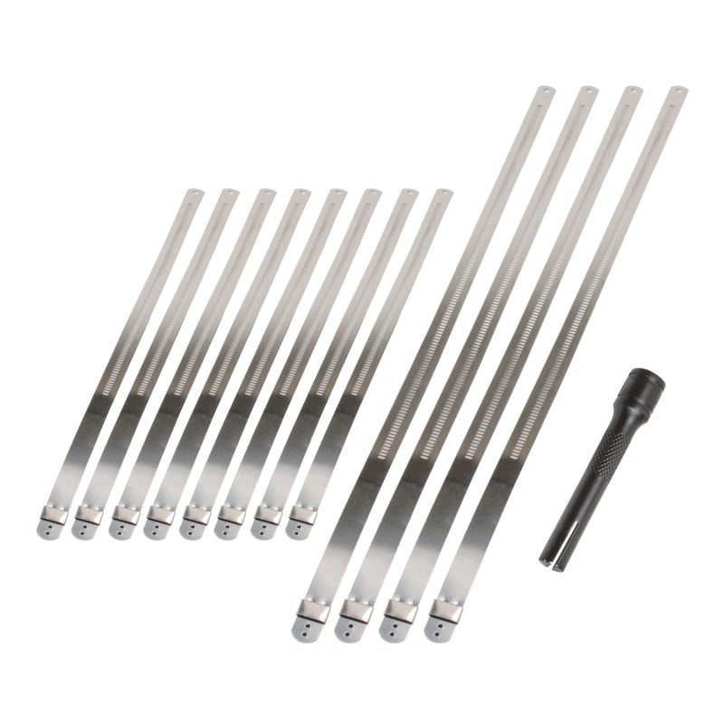 DEI Stainless Steel Positive Locking Tie & Tool Kit 8in (8 Pack) 14in (4 Pack) High Heat Corrosion Resistant Locking Ties