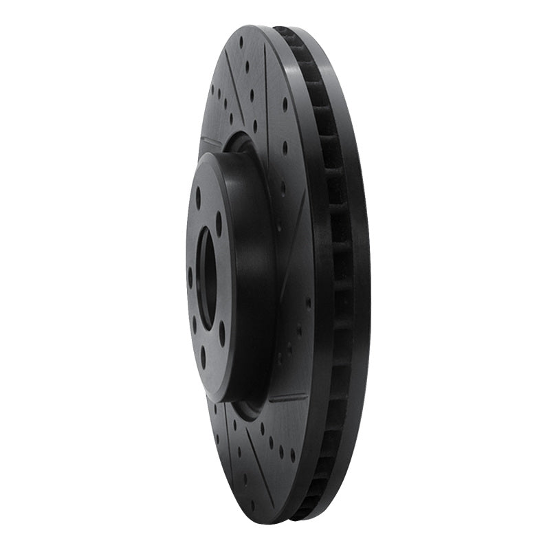 R1 Concepts eLine Front Right Drilled & Slotted Brake Rotor - Audi A4 / A5 / Q5 2011-2017 - Black, image 2