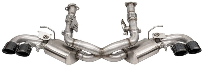 CORSA Performance 3in Valved Cat-Back Exhaust 4.5in Blk Quad Tips Fits 2020-2023 Chevrolet Corvette C8 Factory Perf Exhaust DeletesAFM