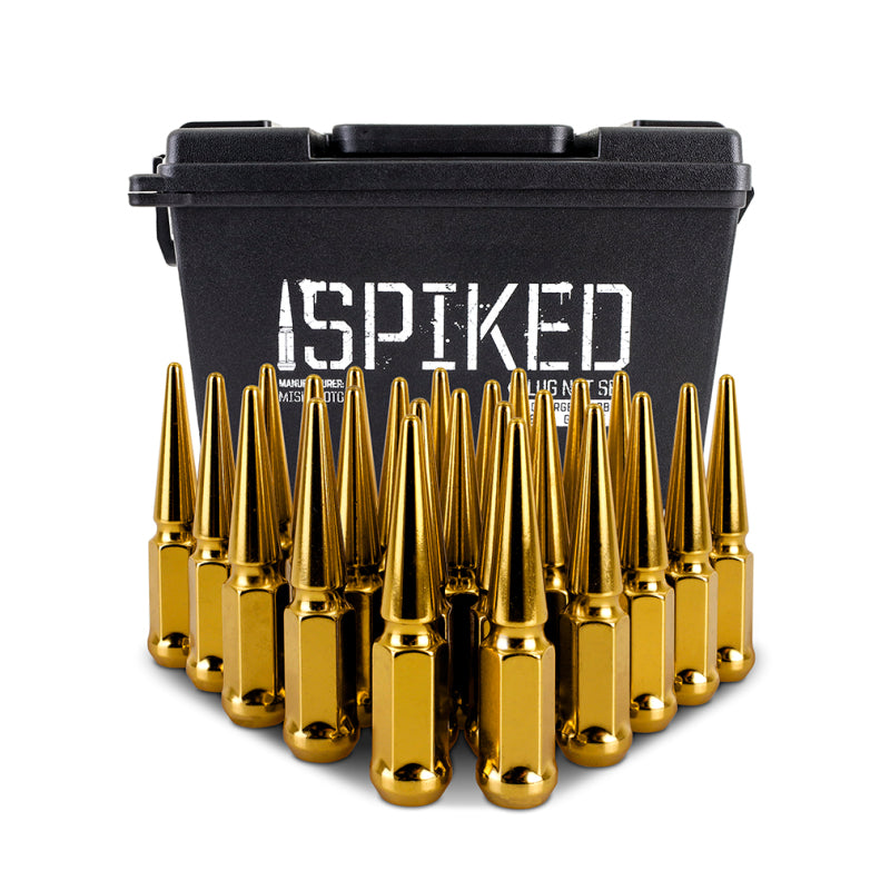 Mishimoto Steel Spiked Lug Nuts M12 x 1.5 24pc Set - Gold, image 2