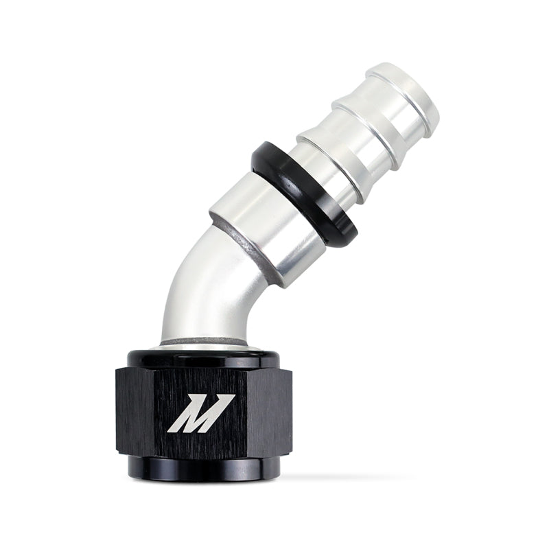 AEM Push Lock Fitting Mishimoto 45 Degree 12AN Silver