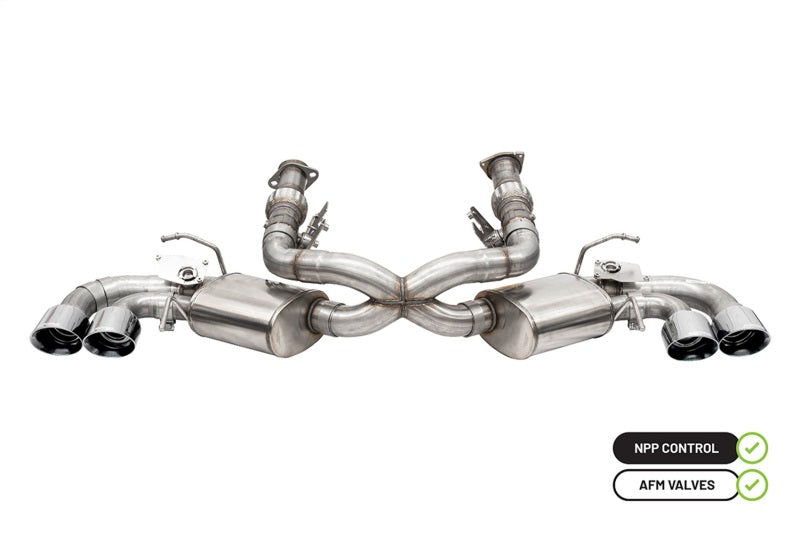 CORSA Performance Corsa 2020-24 Corvette C8 3in Valved Cat-Back 4.5in Polished Quad Tips Fits Factory Exhaust AFM 2020-2023 Chevrolet Corvette Stingray