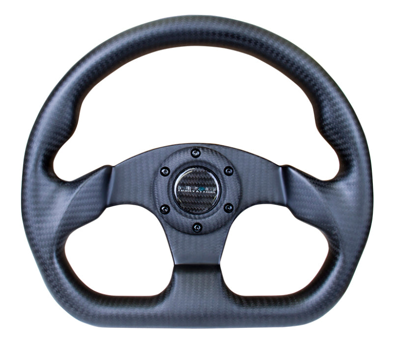 NRG Carbon Fiber Steering Wheel - 320mm Flat Bottom - Matte Black