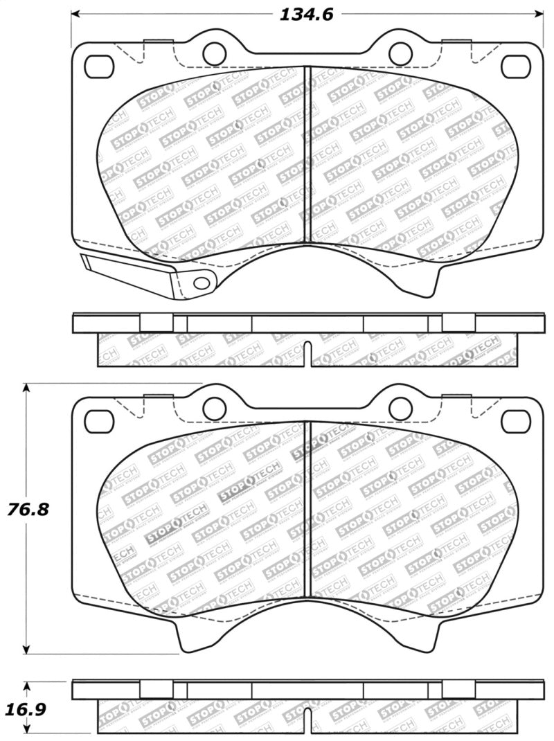 StopTech Performance Front Brake Pads for 03-09 Lexus GX 470 - Kevlar Composites for Superior Heat Resistance and Fade Resistance - OneFastShop