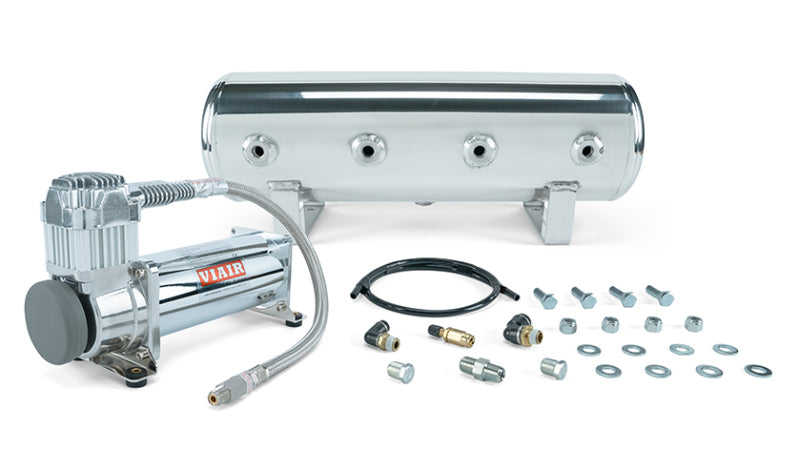 Air Lift 2.5 Gal. Polished Tank with Viair 444c Chrome Compressor - Fittings & Mounting Kit