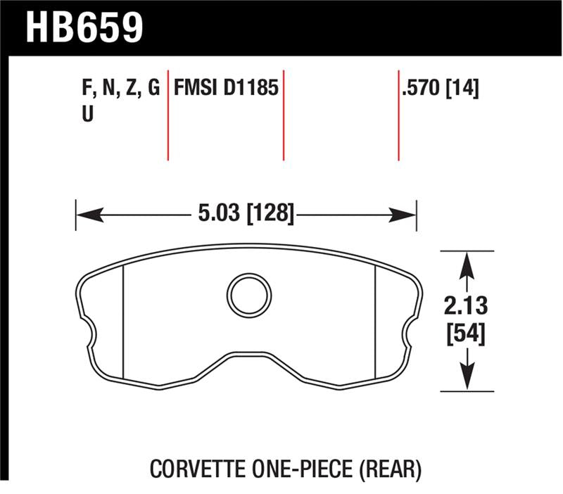 Hawk HPS Rear Brake Pads - Chevrolet Corvette 2006-2013 (HB659F.570)