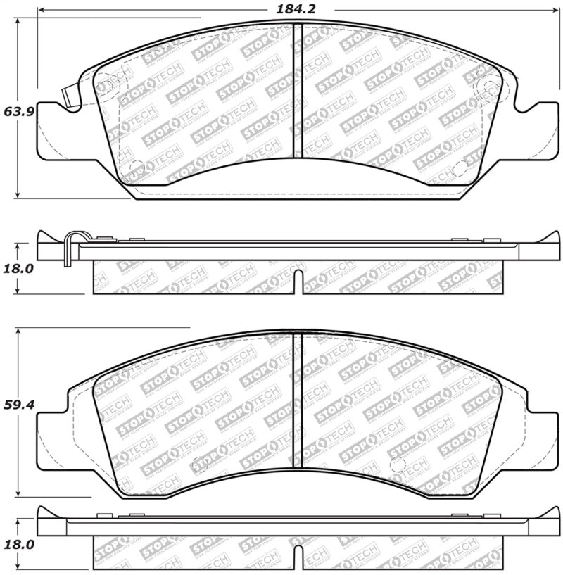 StopTech Street Select Brake Pads Front/Rear for Cadillac Escalade 2008-2020 and Chevrolet Silverado 2006-2020 - OneFastShop