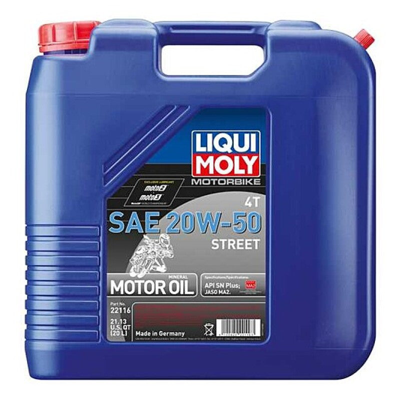LIQUI MOLY 20L Motorbike 4T Engine Oil SAE 20W50 Street