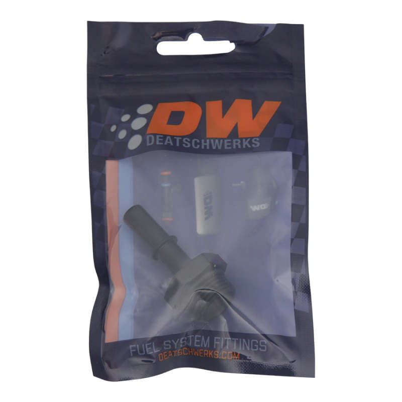 DeatschWerks 8AN ORB Male to 3/8 Inch Male EFI Quick Connect Adapter Anodized Matte Black