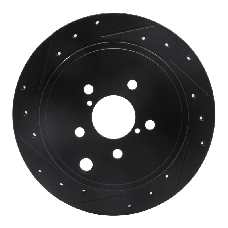 R1 Concepts Rear Left Drilled & Slotted Brake Rotor - Scion FR-S / Subaru BRZ / Toyota 86 2013-2025 - Black