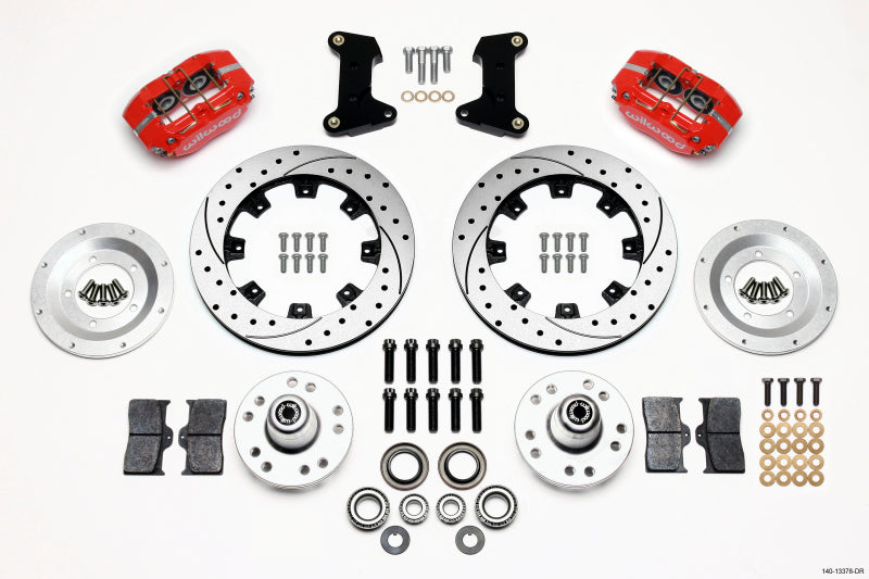 Wilwood Dynapro Dust-Boot Front Kit 12.19in Drilled Red for 74-80 Pinto Mustang II Disc Spindle - OneFastShop