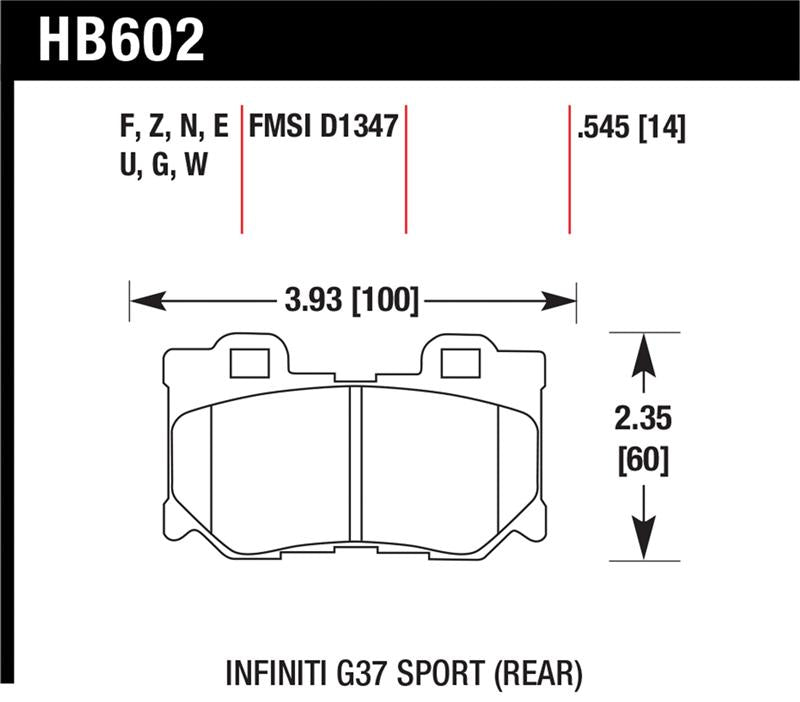 Hawk HPS 5.0 Rear Brake Pads - Nissan 370Z, 350Z 2009-2019