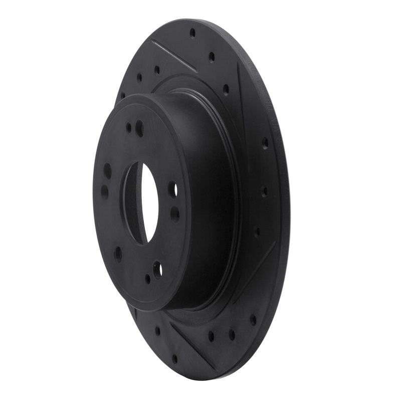 R1 05-17 Honda Accord Rear Right Drilled and Slotted Black Brake Rotor