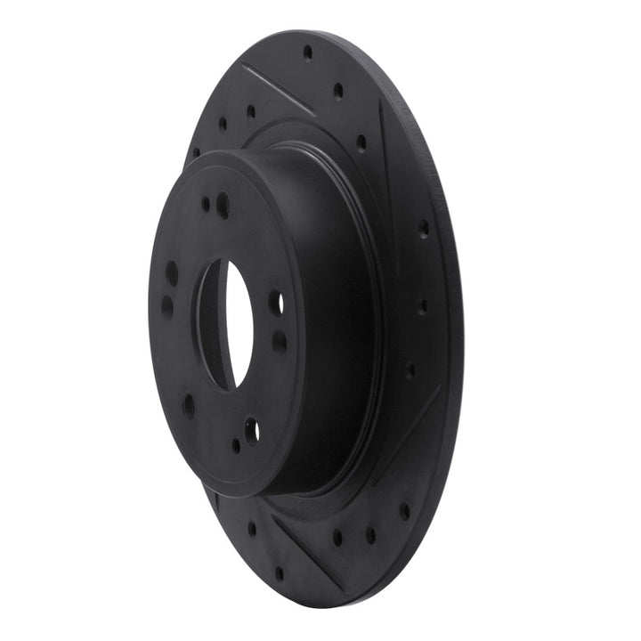 R1 05-17 Honda Accord Rear Right Drilled and Slotted Black Brake Rotor