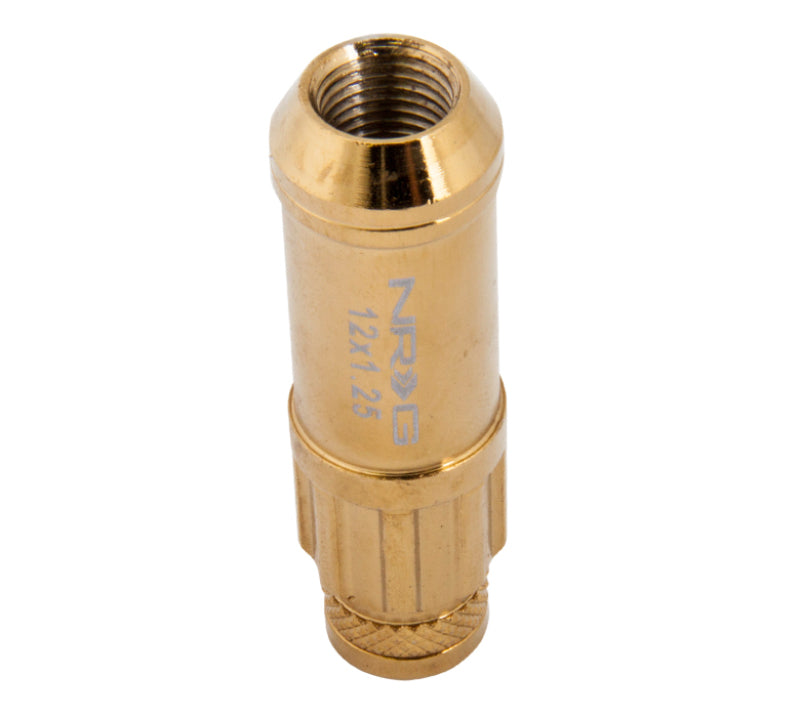 NRG 700 Series Steel Lug Nut Set M12x1.25 - 21 Pc with Locks - Chrome Gold