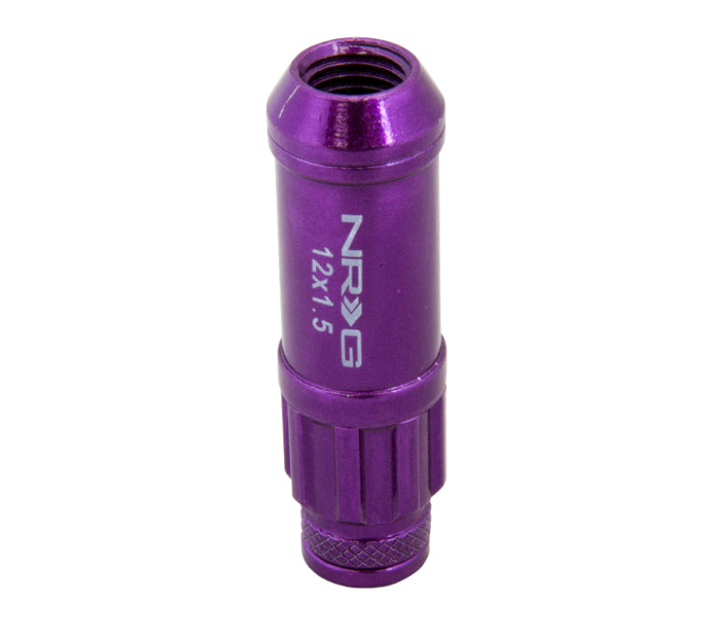 NRG 700 Series M12 X 1.5 Steel Lug Nut Dust Cap Set (21 Pack) With Locks Purple