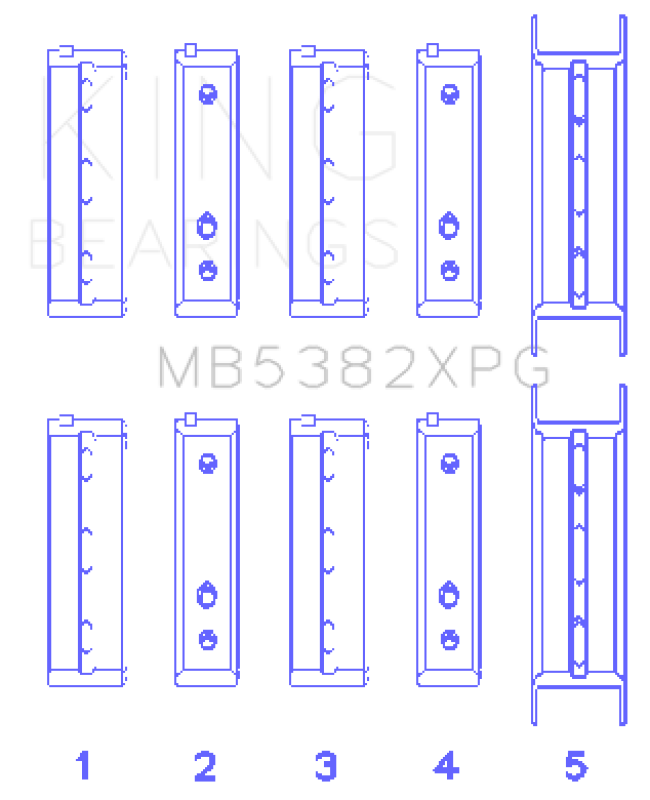 King Engine Bearings Tri-Metal Perf Main Bearing Set for Subaru EJ20/EJ22/EJ25 Thrust in #5 Position Size +0.25mm
