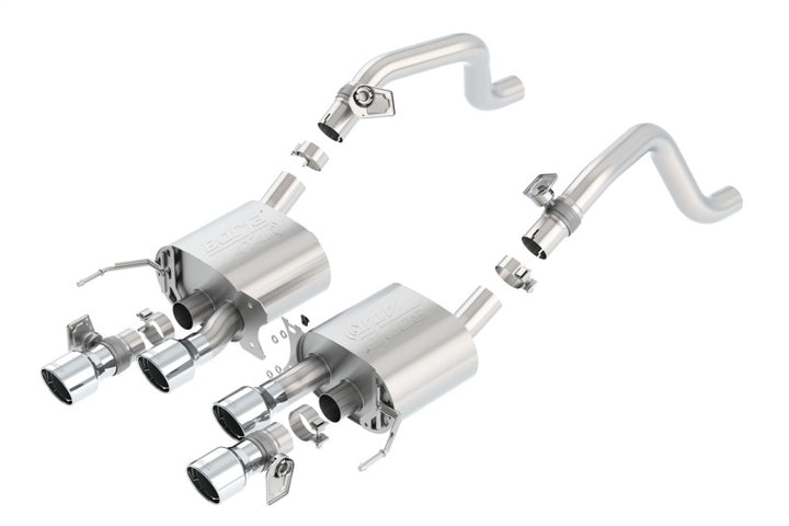 Borla ATAK-Type Dual Rd Rolled Center Rear Exit Exhaust for Chevy Corvette C7 6.2L RWD w/AFM &NPP
