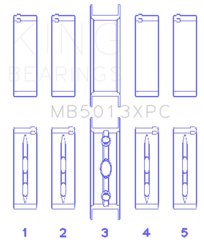King Engine Bearings Chevy LS1/LS2/LS6 Performance Main Bearing Set w/ pMaxKote Size STD for GM Vortec LS Series - OneFastShop