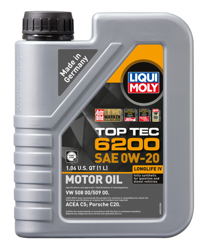 LIQUI MOLY 1L Top Tec 6200 SAE 0W20 Motor Oil - Audi A3 Premium to A8 Quattro L - OneFastShop
