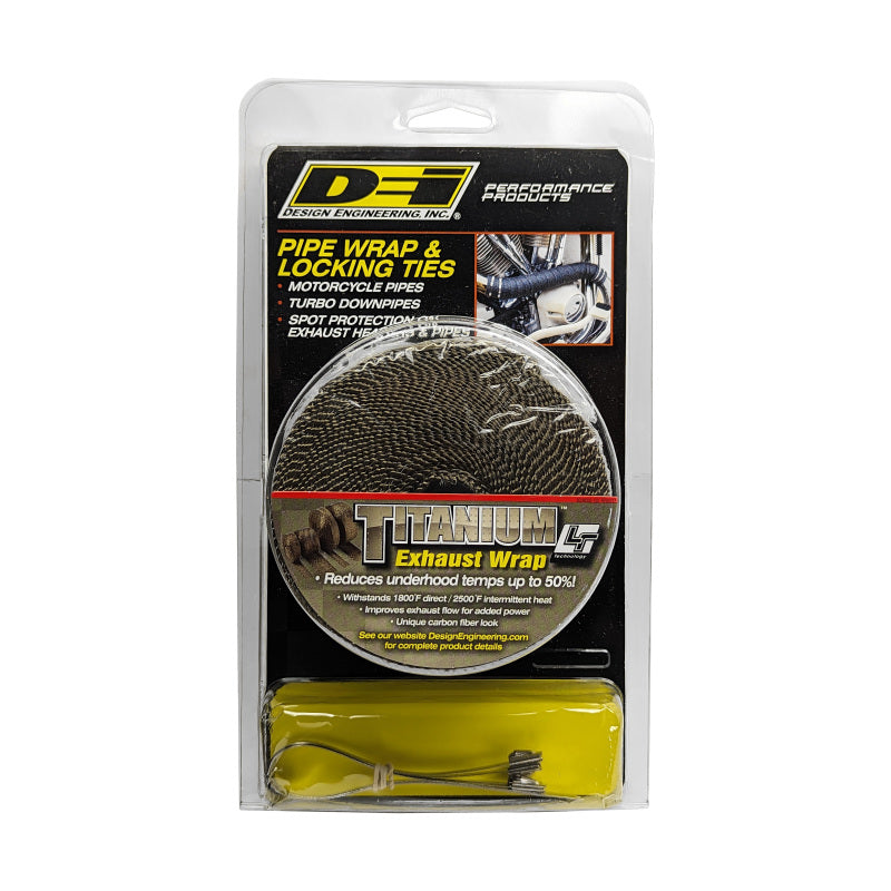 DEI Exhaust Wrap Kit - Titanium Pipe Wrap with Locking Ties